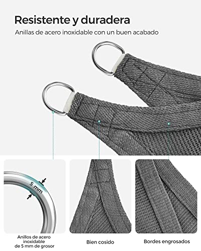 Thumbnail 3 de SONGMICS Vela de Sombra 4 x 4 m GSS44GY (HDPE cóncava, transpirable y permeable al agua)