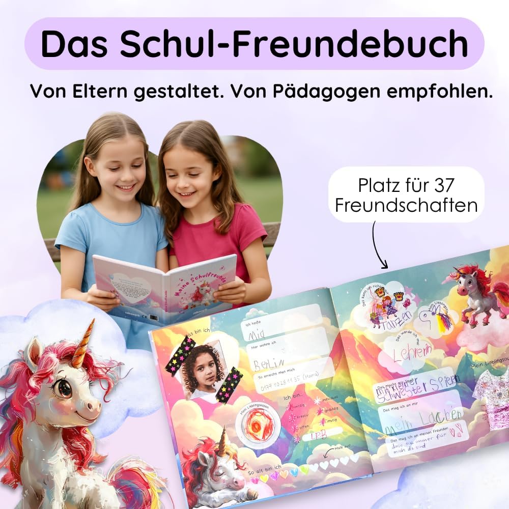 Thumbnail 2 de Rabano Art Freundebuch Schule Mädchen – Einhorn-Schulfreundebuch für die Grundschule
