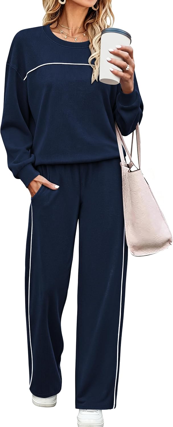 Detalle 2 de OFEEFAN WST2919 Women's Two-Piece Lounge Set with Contrast Piping