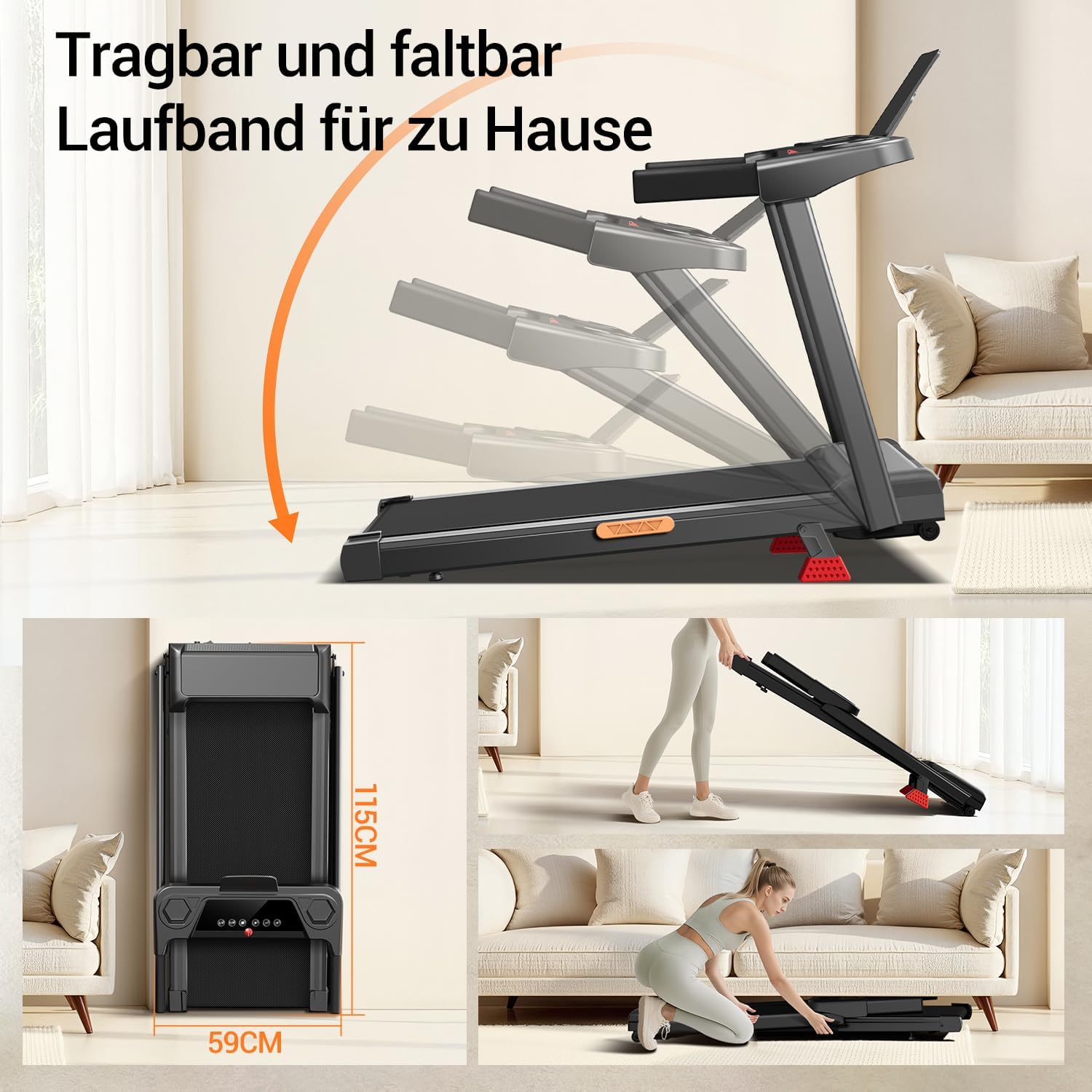 Detalle 2 de LONTEK Laufband 15% Steigung 12 km/h