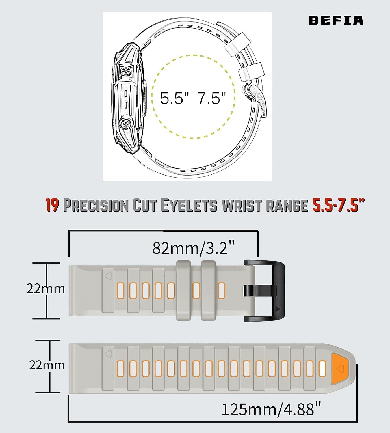 Thumbnail 2 de BEFIA 22mm Quick Fit Watch Band for Garmin fenix 8 47mm, Forerunner 965/955, epix Gen 2 47mm (Sweat & Sport Comfort)
