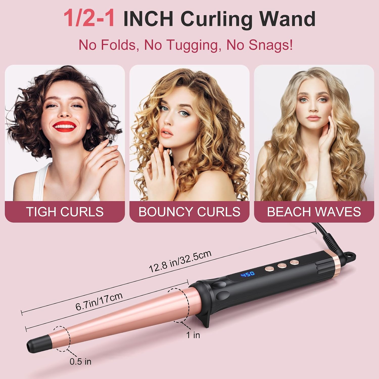 Detalle 2 de Hair Curler Wand 13–25mm Ceramic