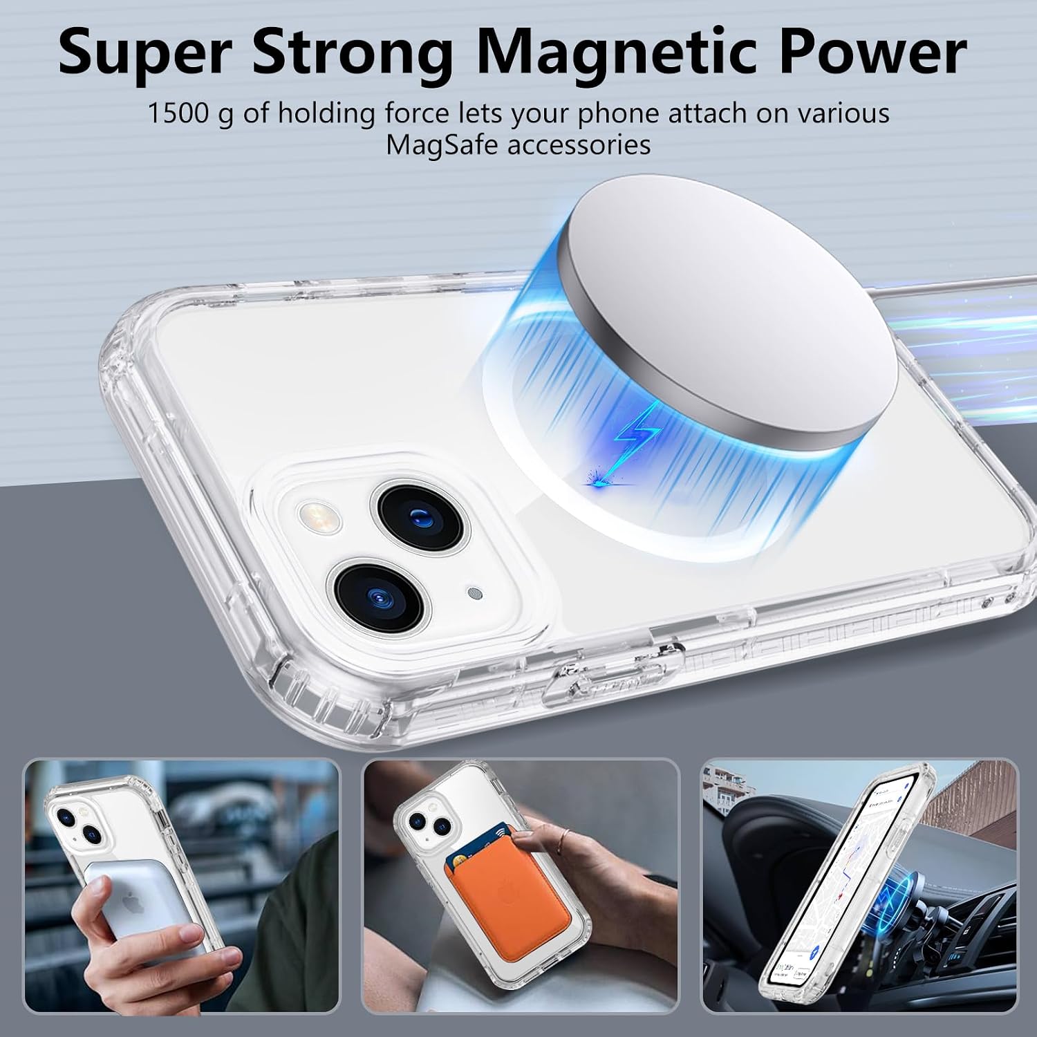 Detalle de XTCASE Coque iPhone 13 transparente compatible MagSafe