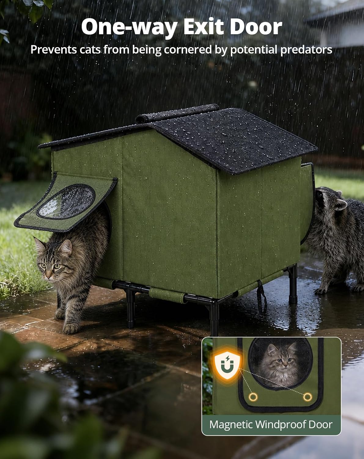 Detalle de PETEMPO BGPCH01 Heated Cat House with Insulation and Thermostatic Heating Pad