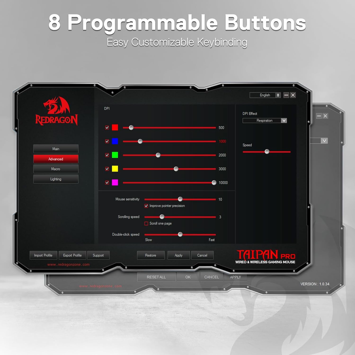 Thumbnail 6 de Redragon M810 Pro Wireless Gaming Mouse: 10000 DPI, 8 Macro Keys & 45‑Hour Battery