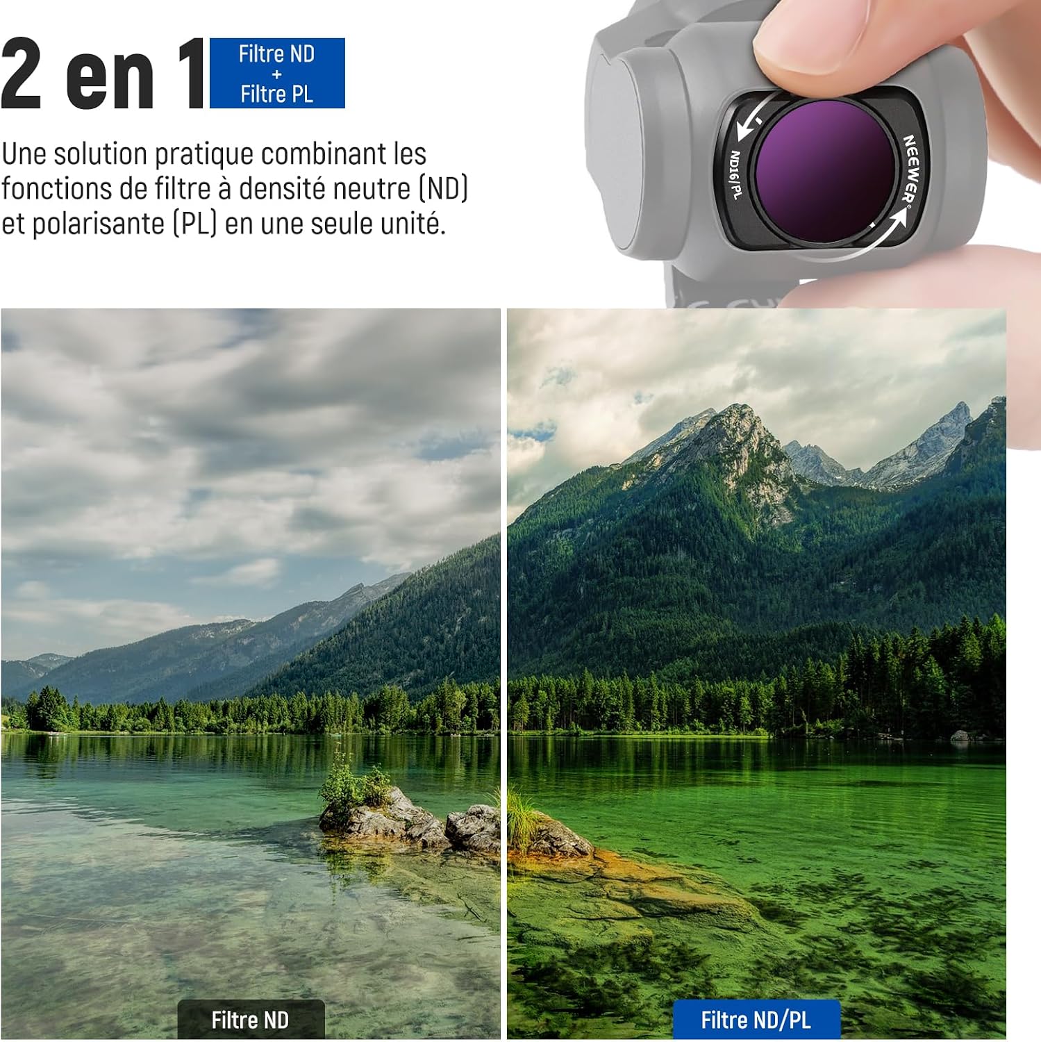 Detalle 2 de NEEWER pack de 16 filtres ND pour DJI Osmo Pocket 4 et Pocket 3 (ND8 à ND1000, CPL, UV, FL-B06)