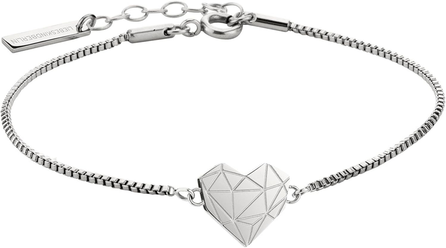 Detalle de LIEBESKIND BERLIN Herz-Armband – Edelstahl-Armschmuck mit Herzanhänger, 21 cm, Karabinerverschluss