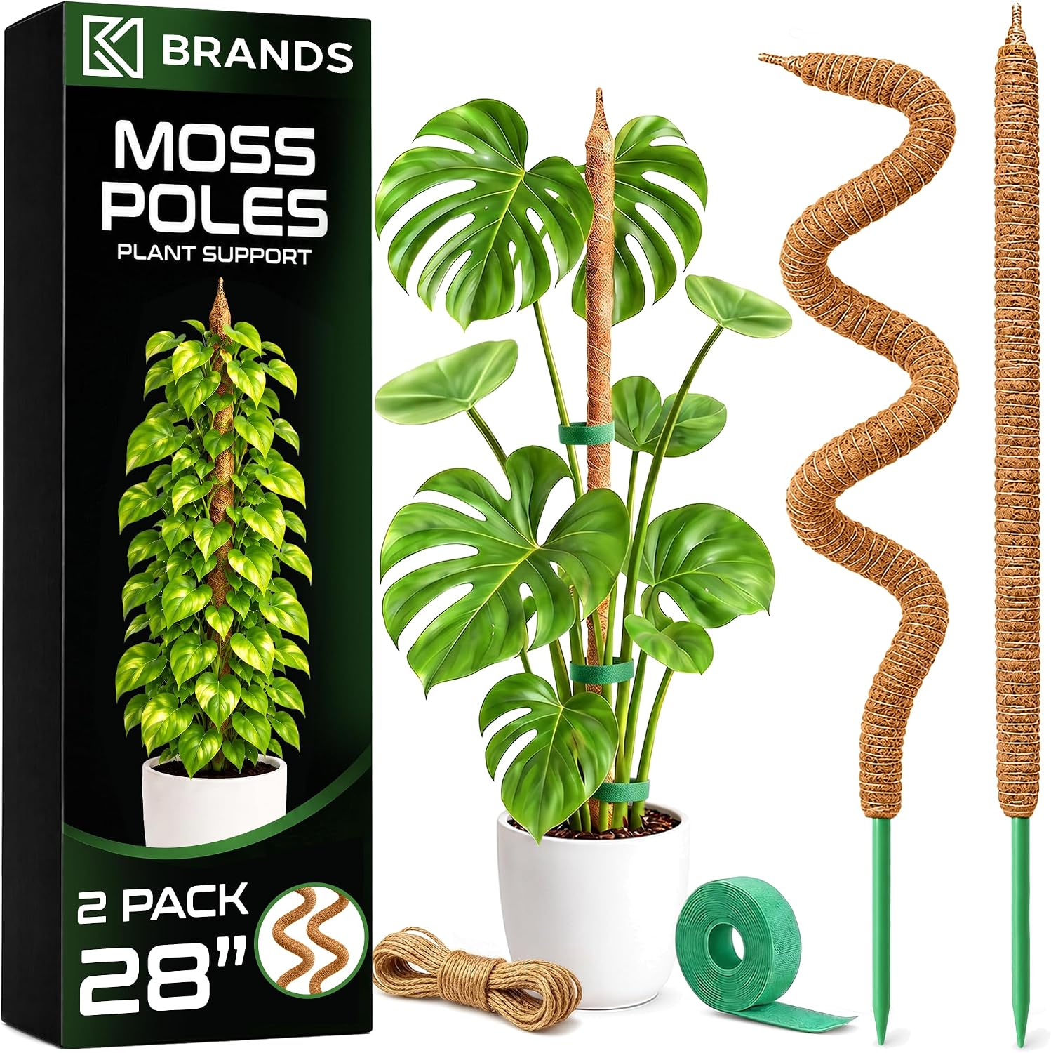 Detalle de K-Brands 2 Pack 28" Bendable Coco Coir Moss Poles for Climbing Plants
