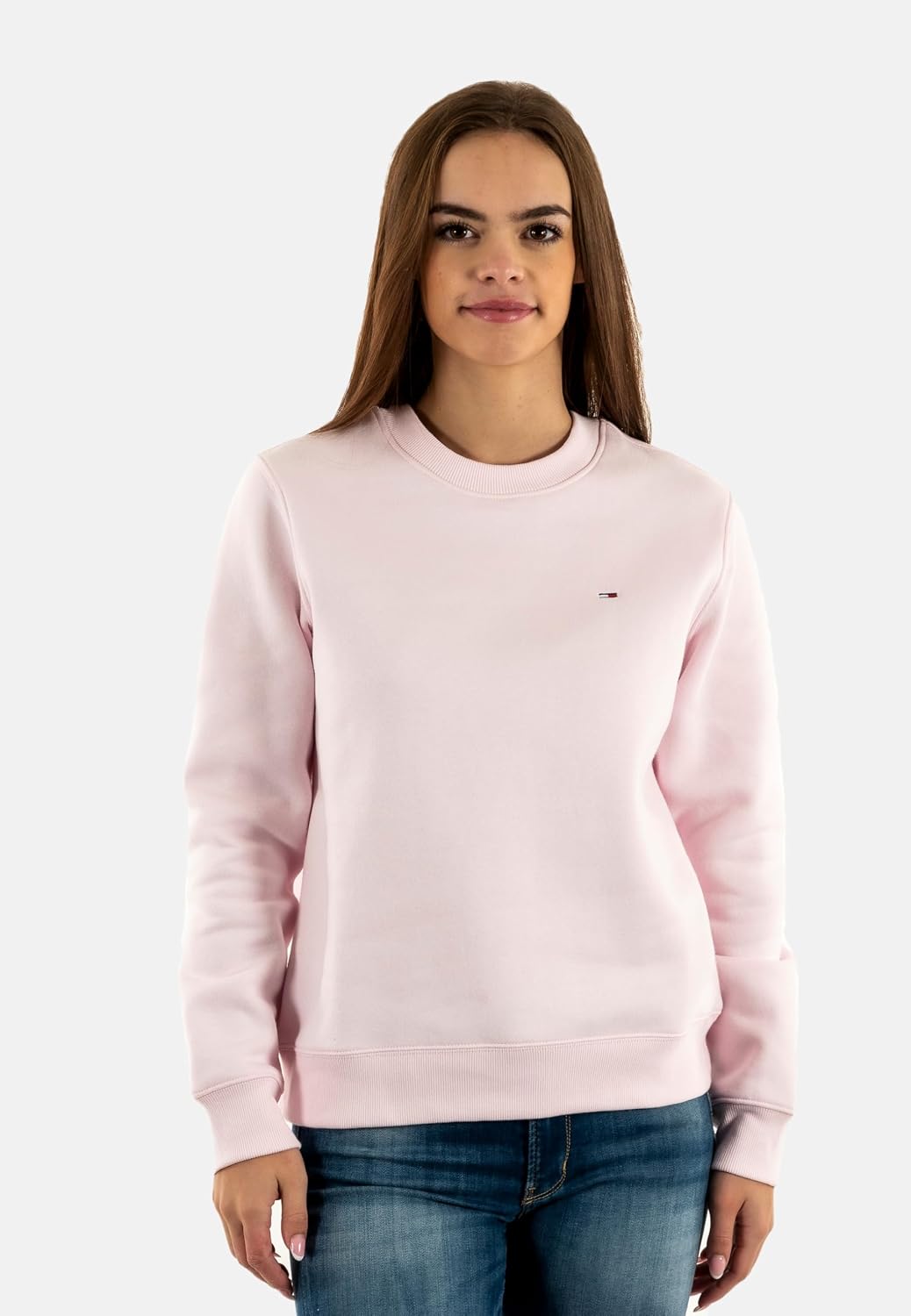 Detalle de Tommy Jeans da donna pullover girocollo in felpa di misto cotone con bordo a coste