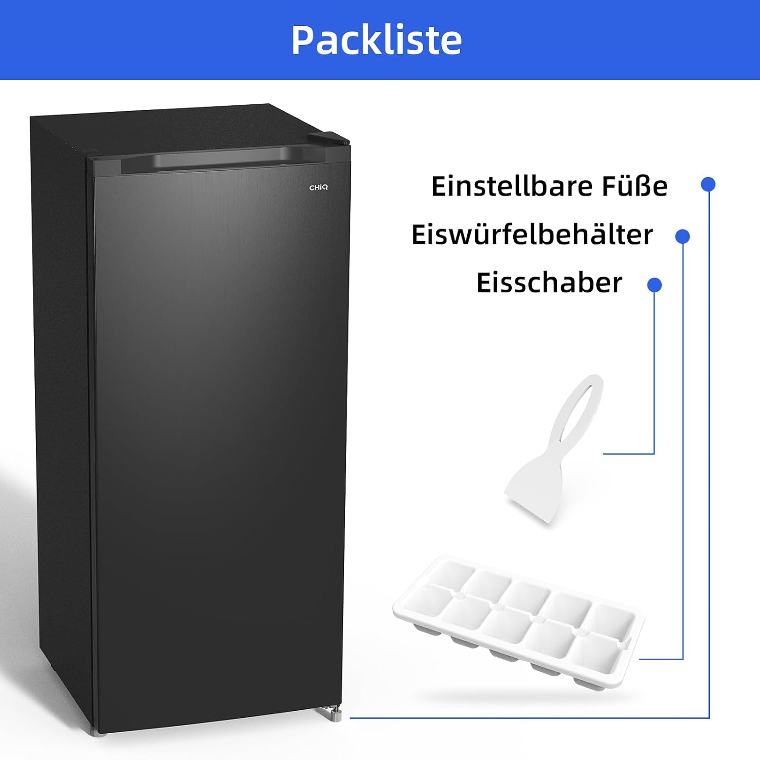Detalle 2 de CHiQ Gefrierschrank Wechselbarer Türanschlag (145L) – 146 L Nutzinhalt, manuelle Abtauung