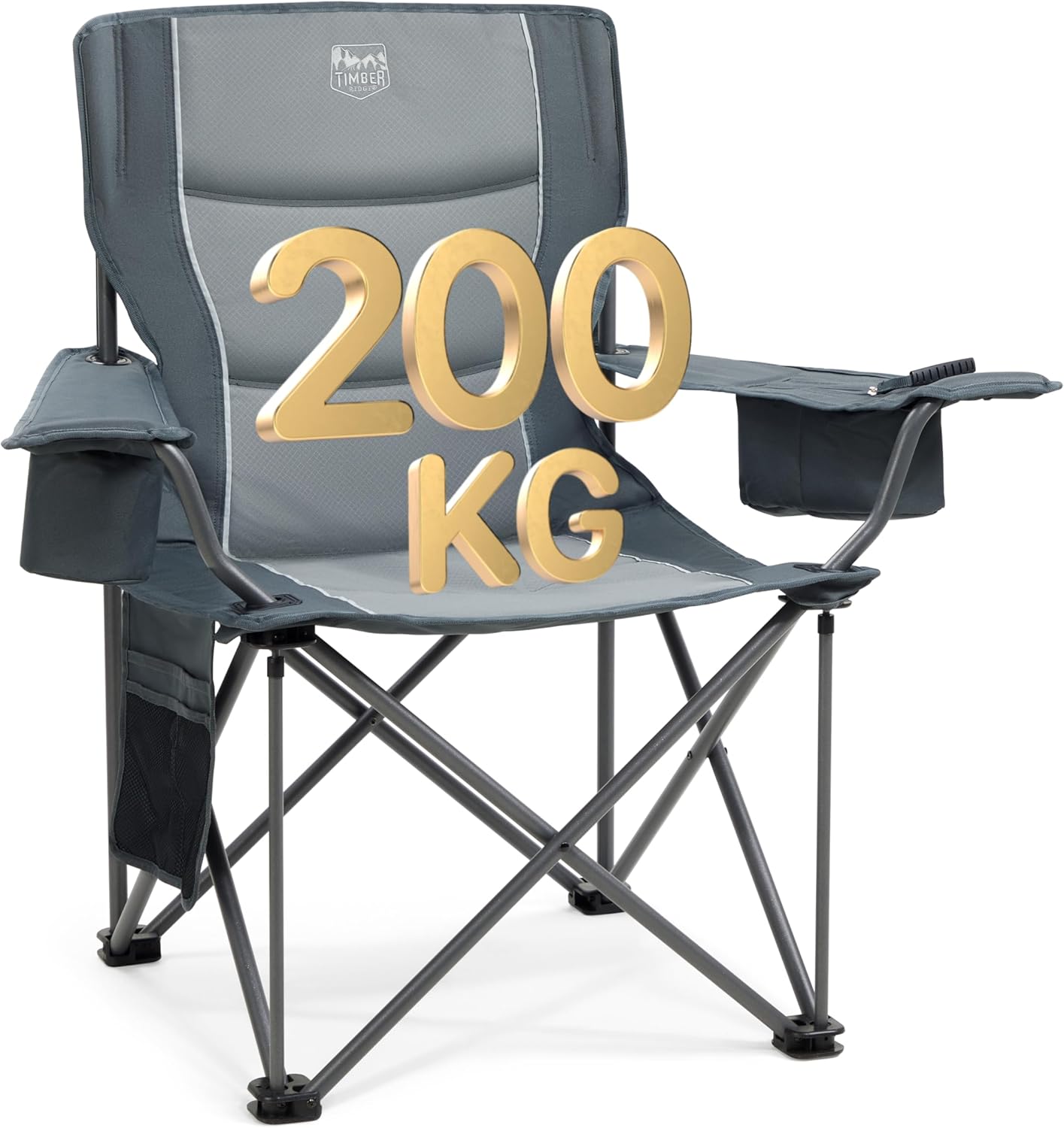 Detalle de TIMBER RIDGE 2er Campingstuhl faltbar (2 Stück) – extra breit, bis 200 kg, mit isolierter Kühltasche