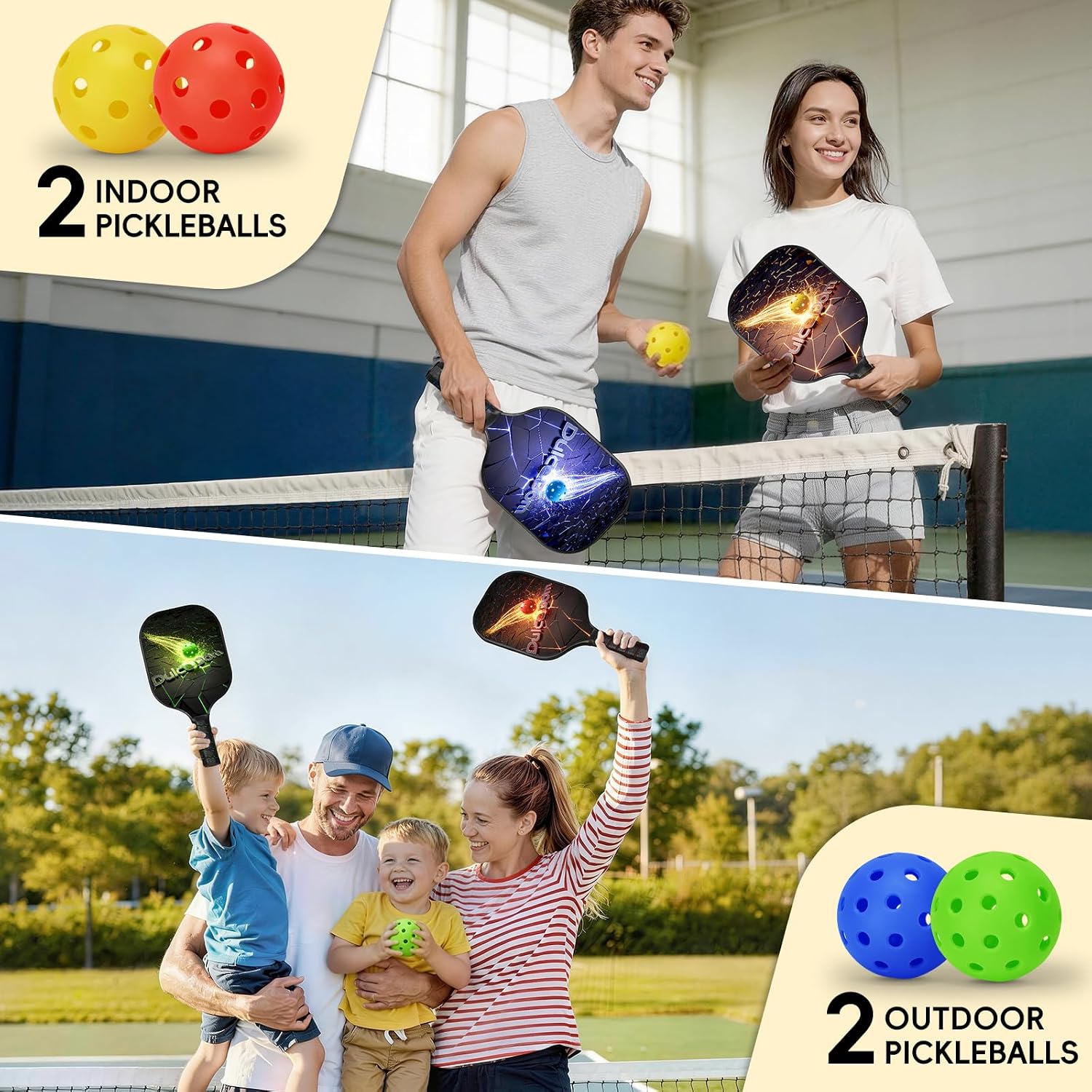 Detalle 1 de DULCE DOM Pickleball Paddle Set 13 mm Core