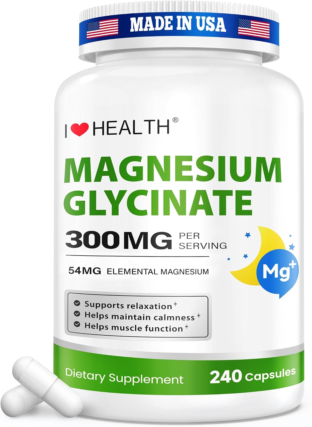 Detalle de Magnesium Glycinate Supplement, 240 Capsules
