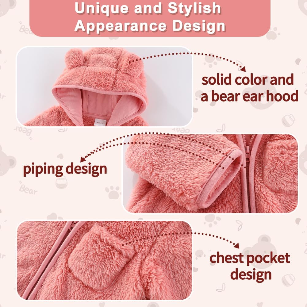 Thumbnail 4 de Fairy Baby bear hooded fleece snowsuit with foldable mittens and footmuffs