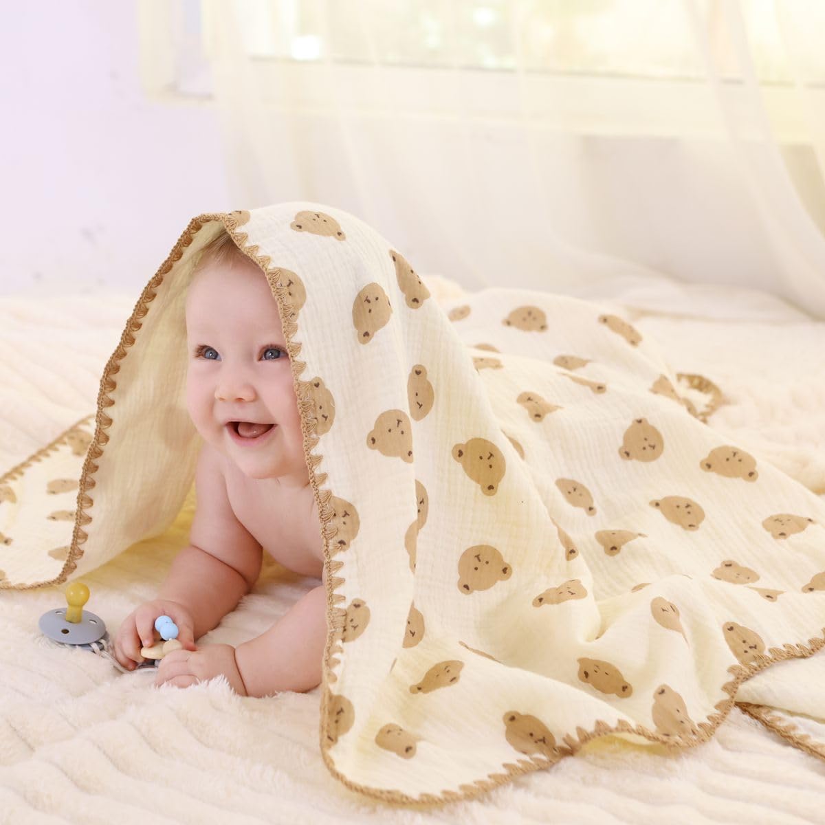 Detalle de Gunnaicat Cotton Muslin Baby Blanket, 40 x 40 Inch