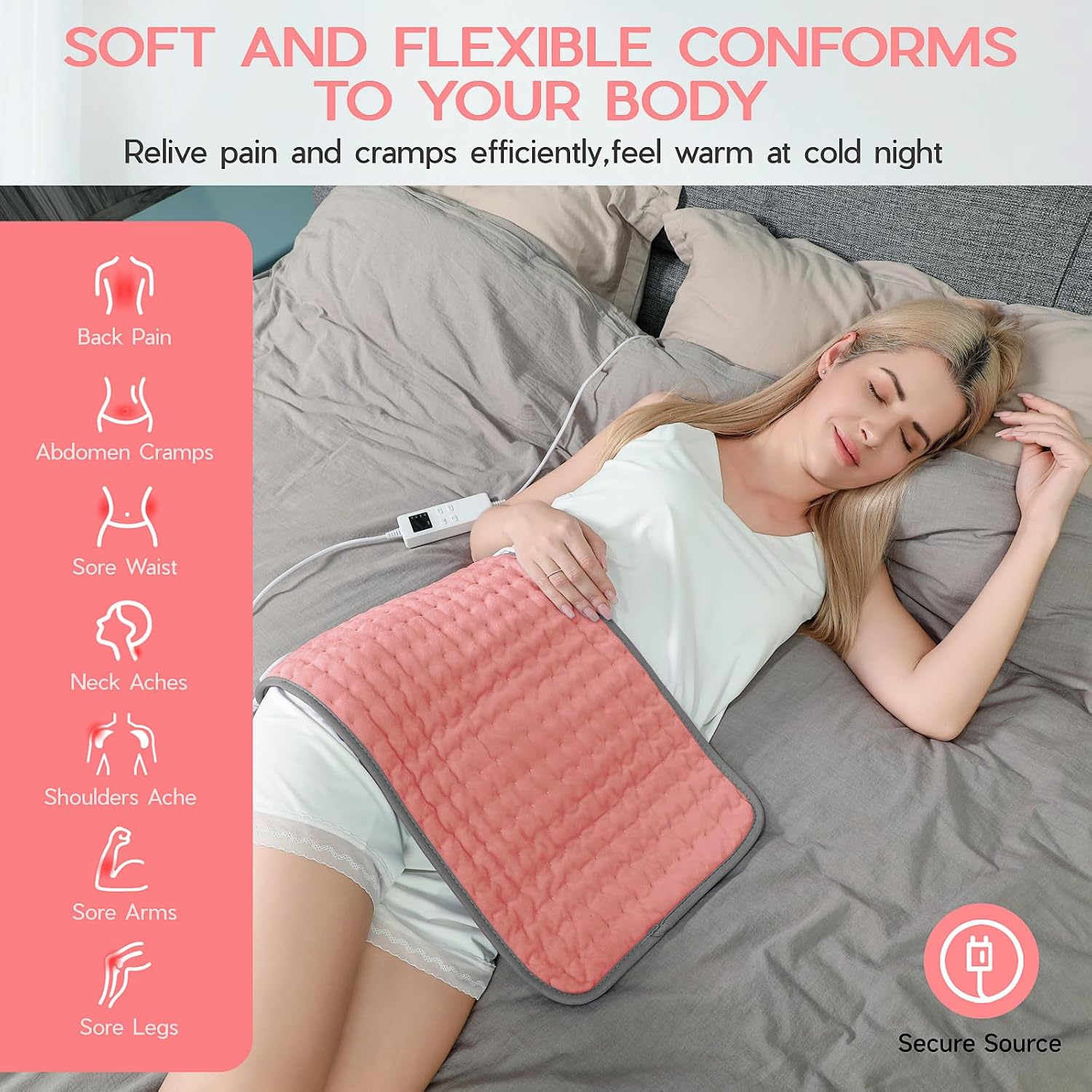 Detalle de Vilicert Heating Pad with 6 Heat Settings