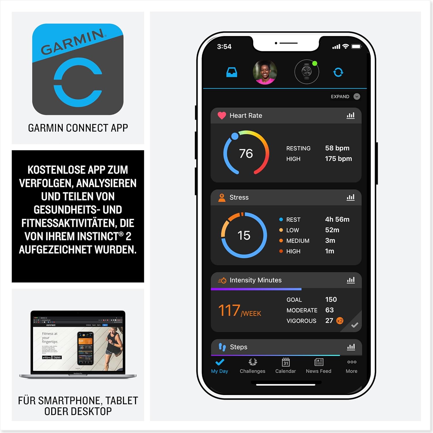 Thumbnail 4 de Garmin Instinct 2X Solar 50 mm – GPS-Smartwatch mit Solar-Laden, Multi-Satellitenempfang und Trainingszustand