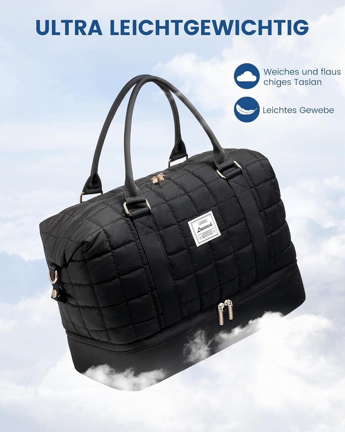 Detalle de LOVEVOOK Reisetasche Damen Groß – Leicht & Vielseitig mit Schuhfach und Nassfach