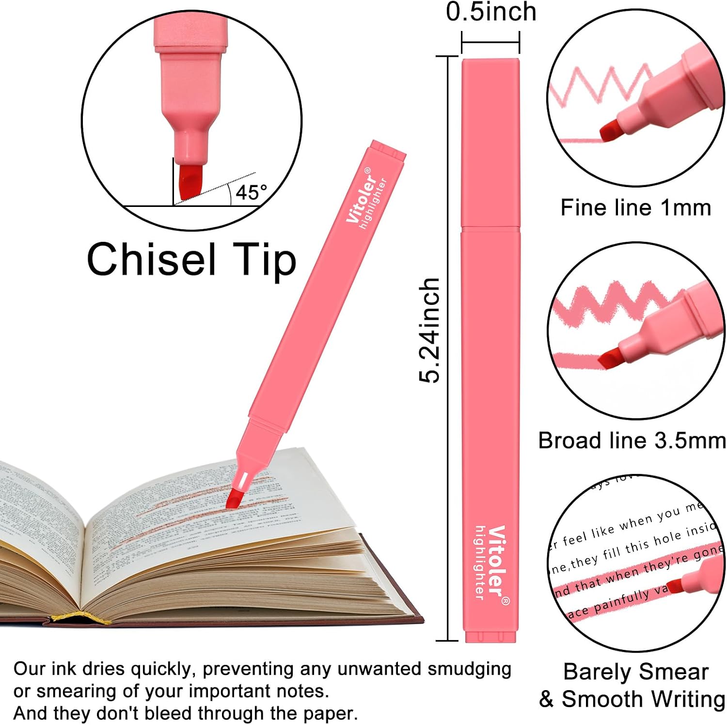 Thumbnail 5 de Vitoler 10-Piece Aesthetic Highlighters with Chisel Tips, Morandi and Candy Colors