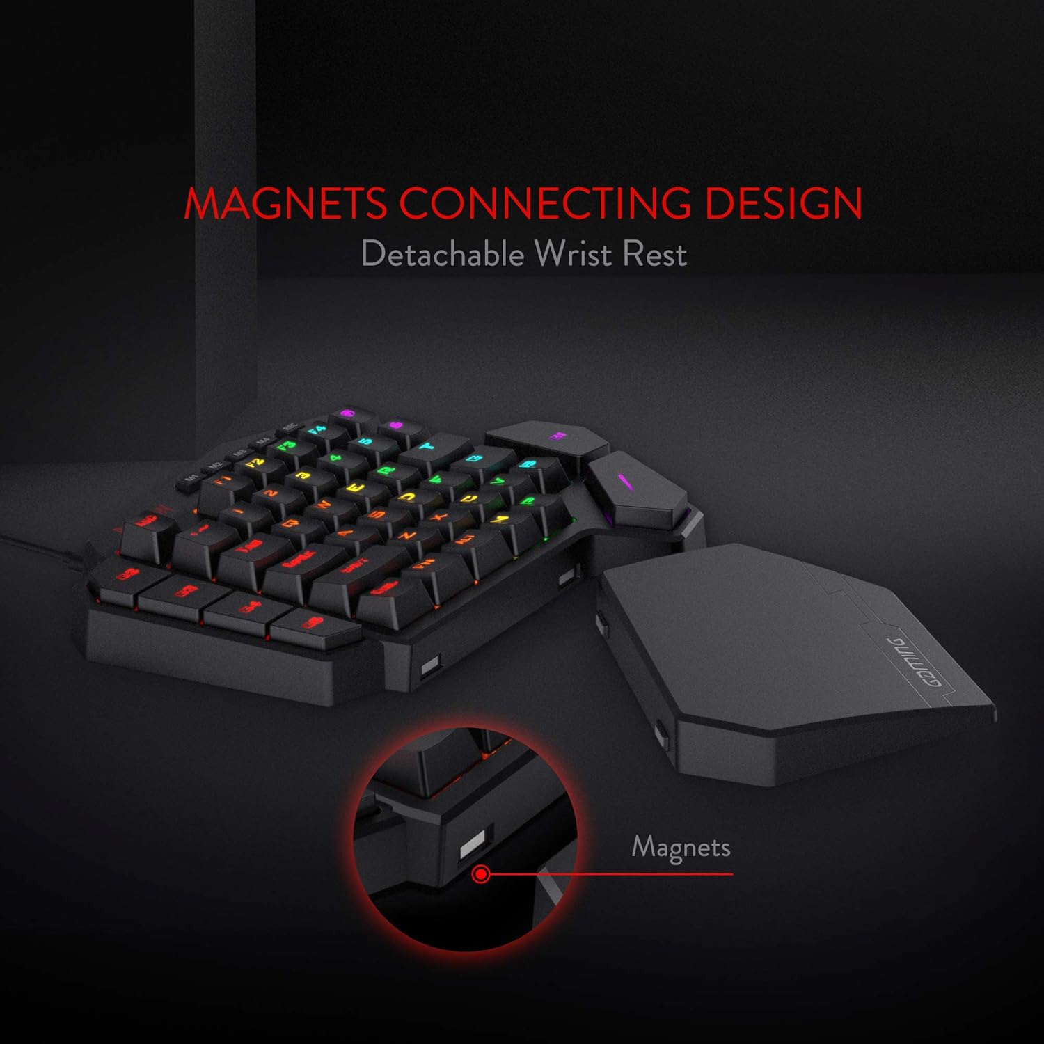 Thumbnail 4 de Redragon K585 DITI Einhand RGB Mechanische Gaming-Tastatur (Braune Schalter, abnehmbare Handballenauflage, 42 Tasten)