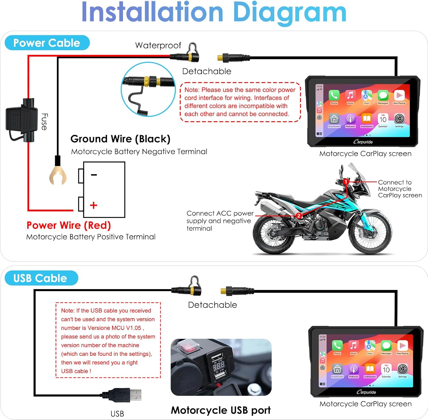 Thumbnail 4 de Carpuride W702 Motorcycle CarPlay Screen
