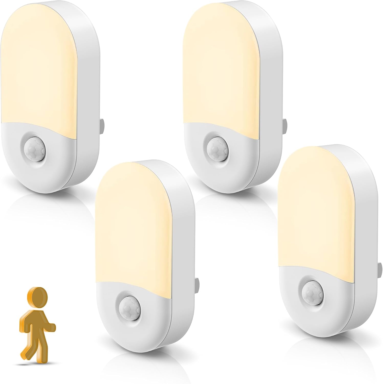 Detalle de L LOHAS LED WL Motion Sensor Night Lights, 30/60 lm, 3000K, 4-Pack