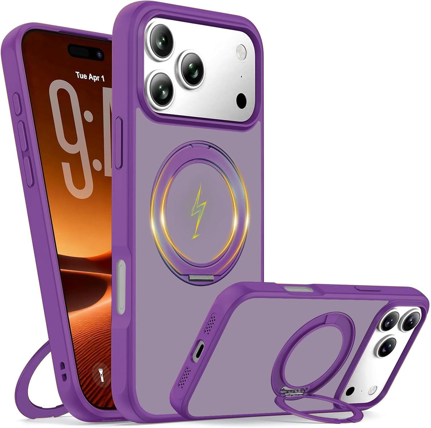 Detalle de Misscase 360 Spin Magnetic Stand for iPhone 17 Pro Case - 6.3", Purple