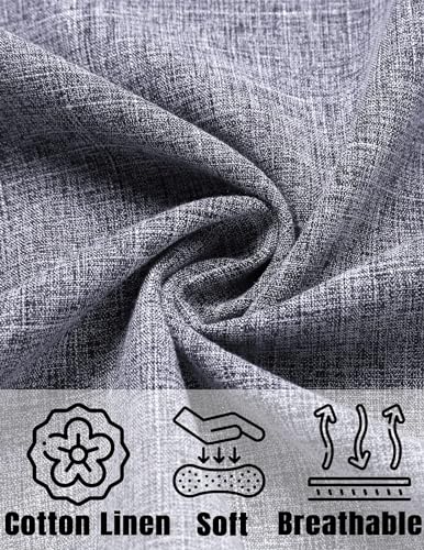 Thumbnail 4 de COOFANDY Chemise d'Été en Lin à Manches Courtes pour Hommes – Décontractée Unie Boutonnée – Bleu Foncé Gris L