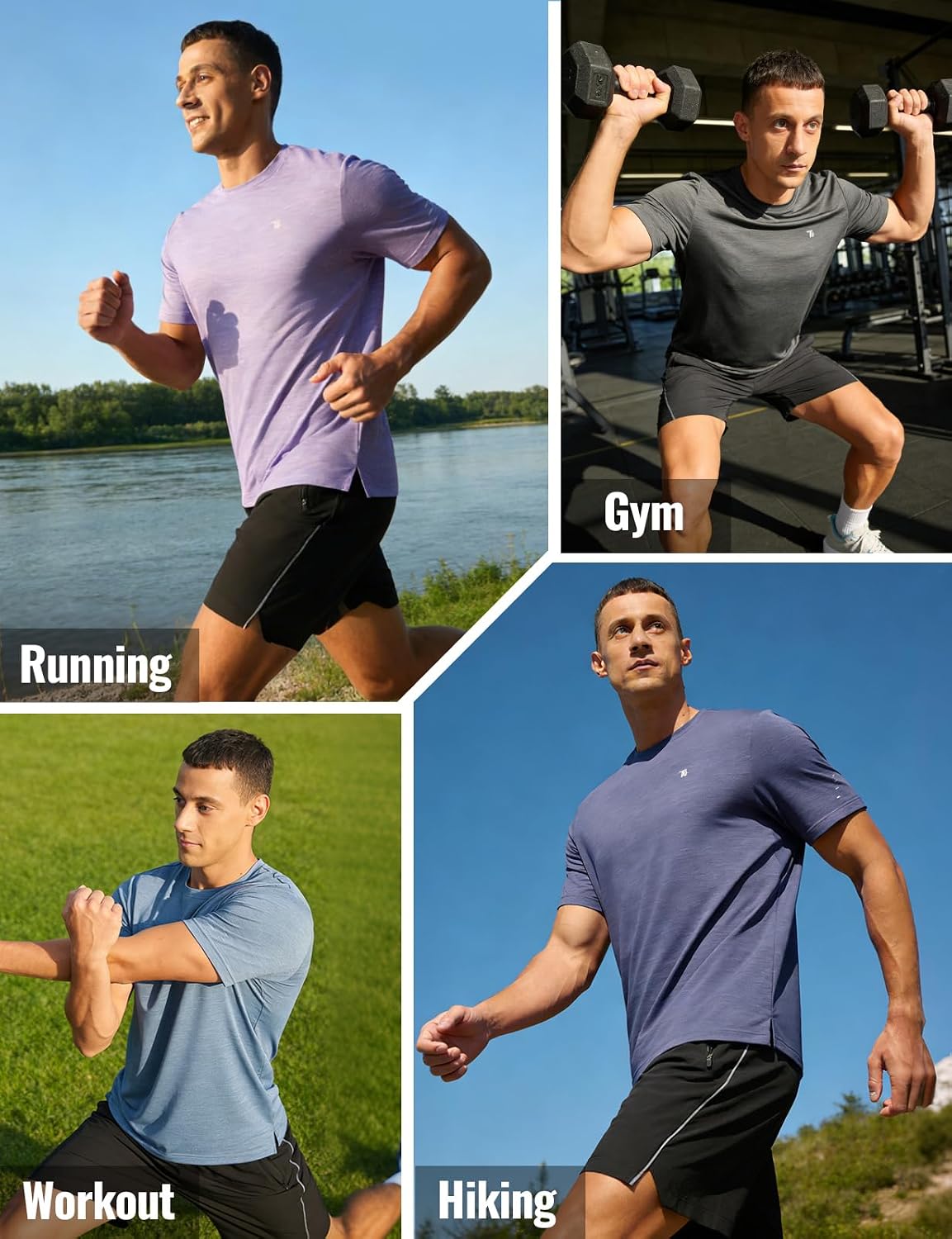 Thumbnail 6 de Rdruko Men's Dry Fit Athletic Shirt, Short Sleeve Moisture-Wicking Workout Top