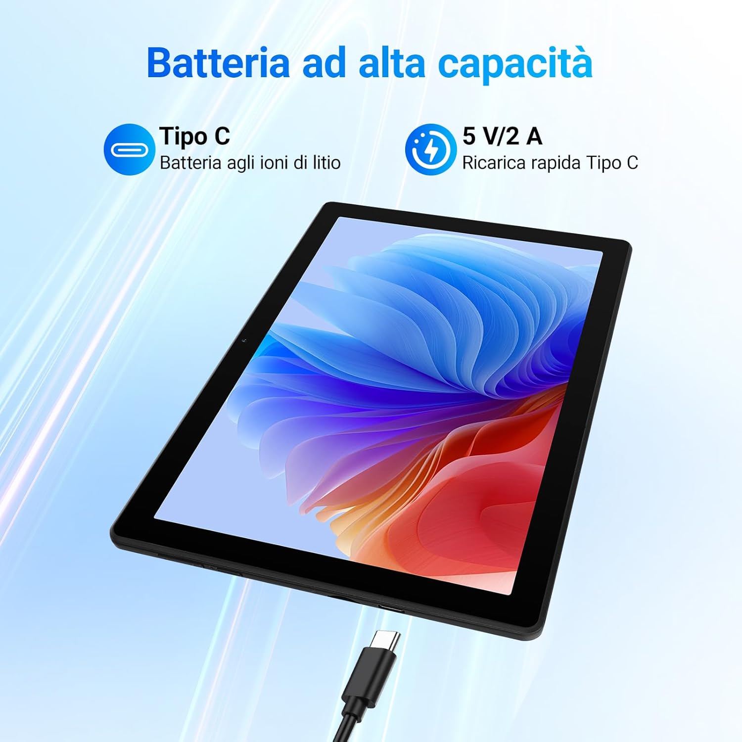 Thumbnail 5 de Laptok Tablet 10 pollici Android 14 Octa-Core con WiFi 6, 64GB espandibili fino a 1TB e Face ID (Nero)