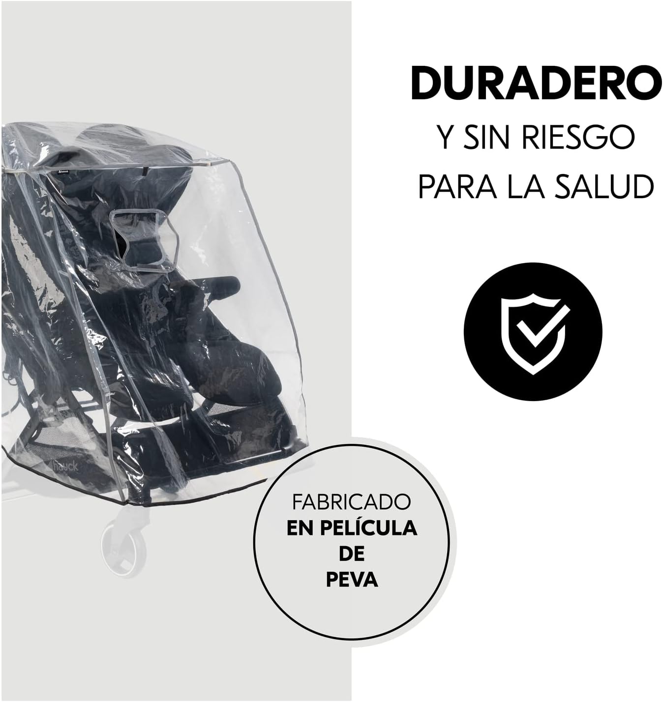 Detalle 1 de hauck Plastico Lluvia Universal Carro Gemelar protector transparente con borde reflectante