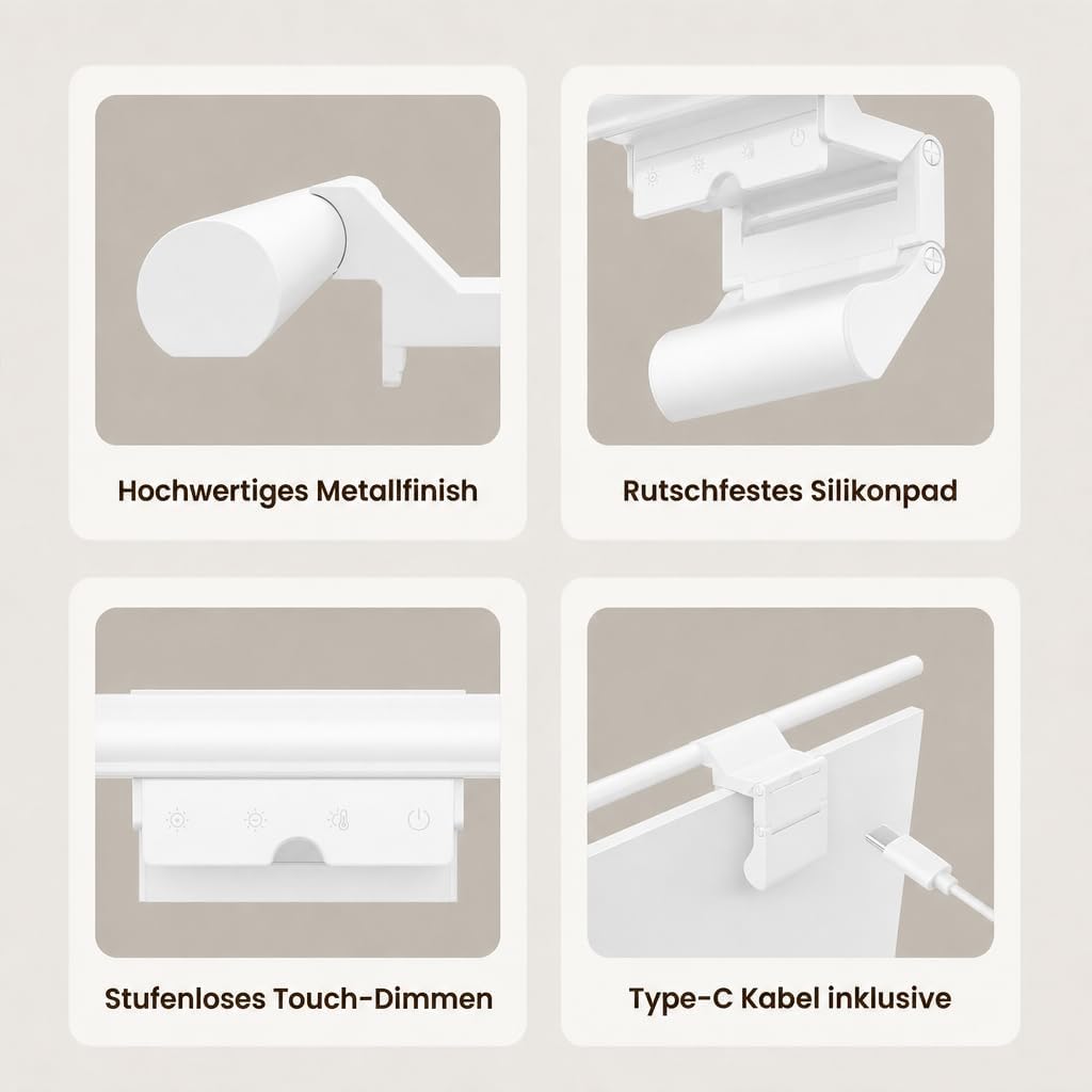 Detalle de Yeelight Monitor Light Bar 40 cm – kabellose Fernbedienung, dimmbar, RG0 Augenschutz, USB-Schreibtischlampe