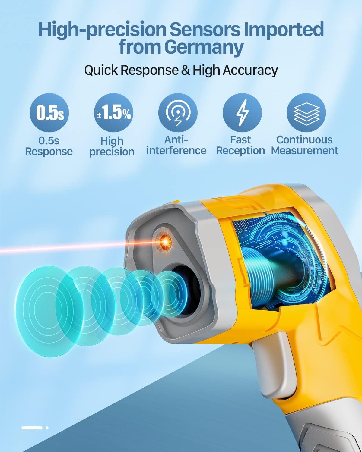 Thumbnail 3 de Eventek Termometro a infrarossi (laser) con emissività regolabile -50°C~600°C, LCD retroilluminato