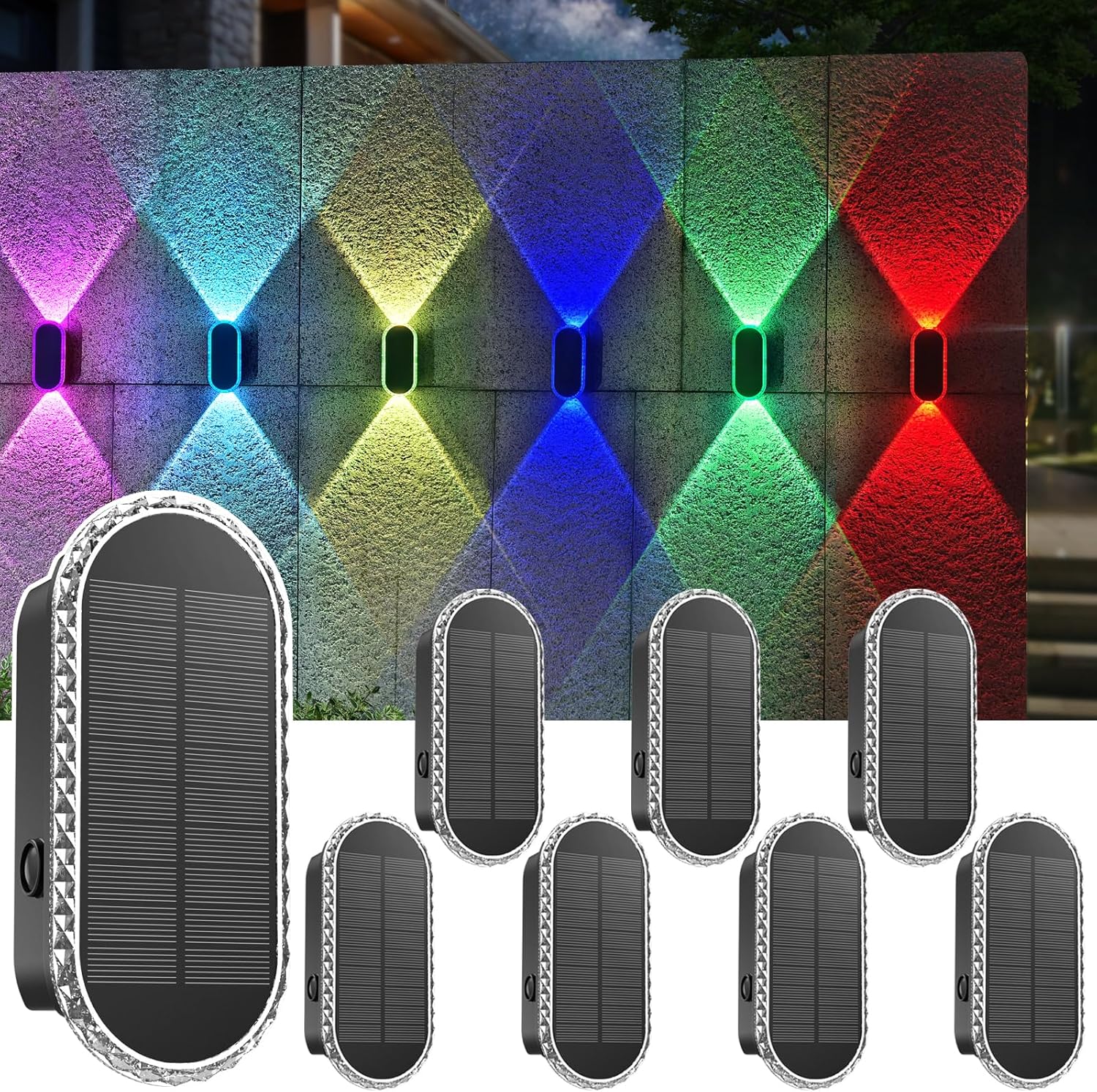 Detalle de LIANGLOME Solar Fence Lights, 8-Pack