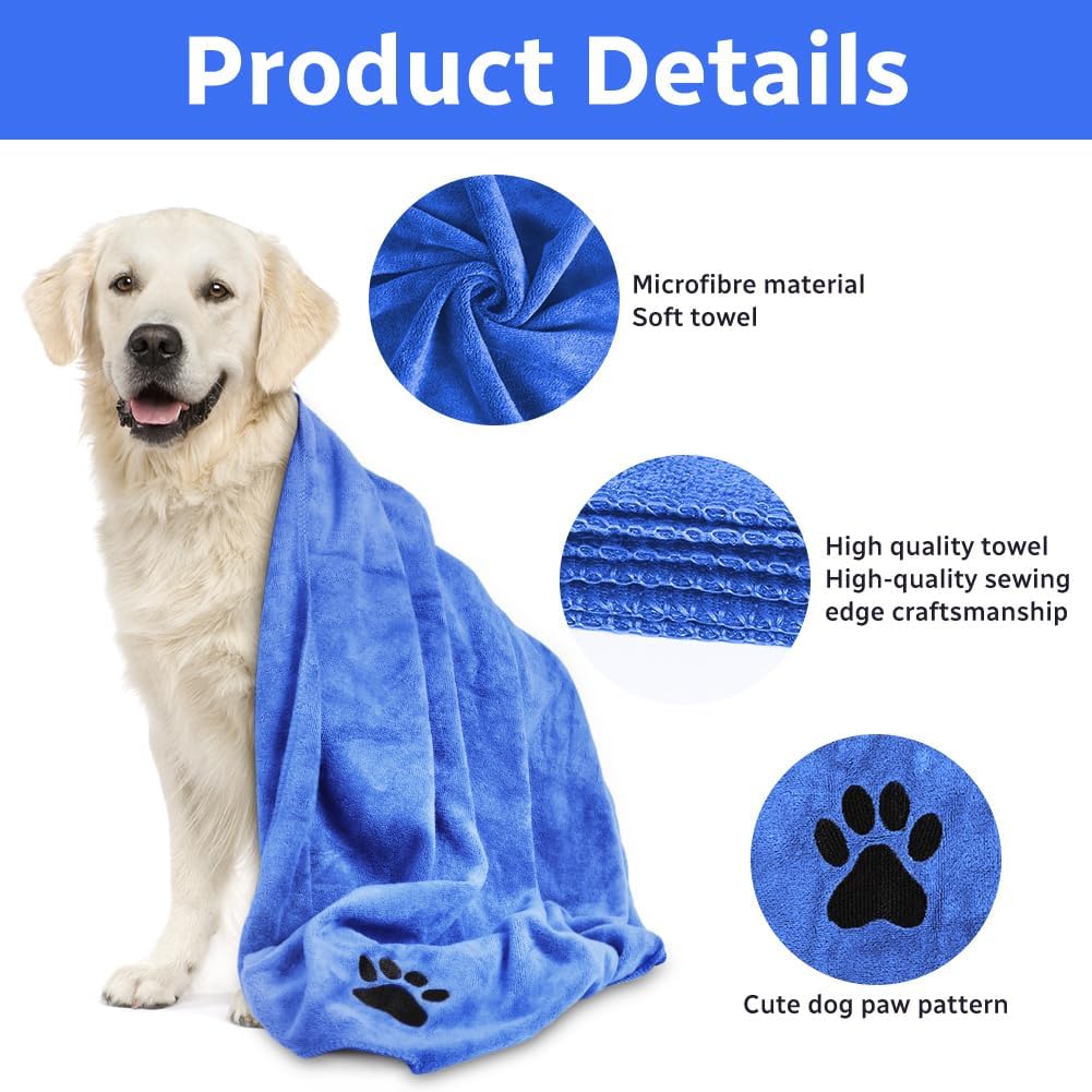 Thumbnail 2 de Adiwo asciugamani per cani in microfibra 140x70 cm (blu reale) – super assorbente ad asciugatura rapida