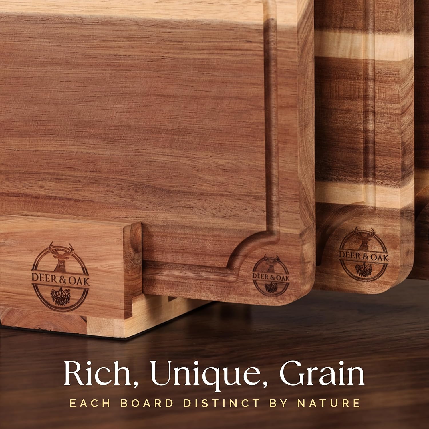 Thumbnail 6 de Pre-Oiled 3-Piece Acacia Cutting Board Set with Stand (FSC Certified) + 3.4 fl oz Board Oil