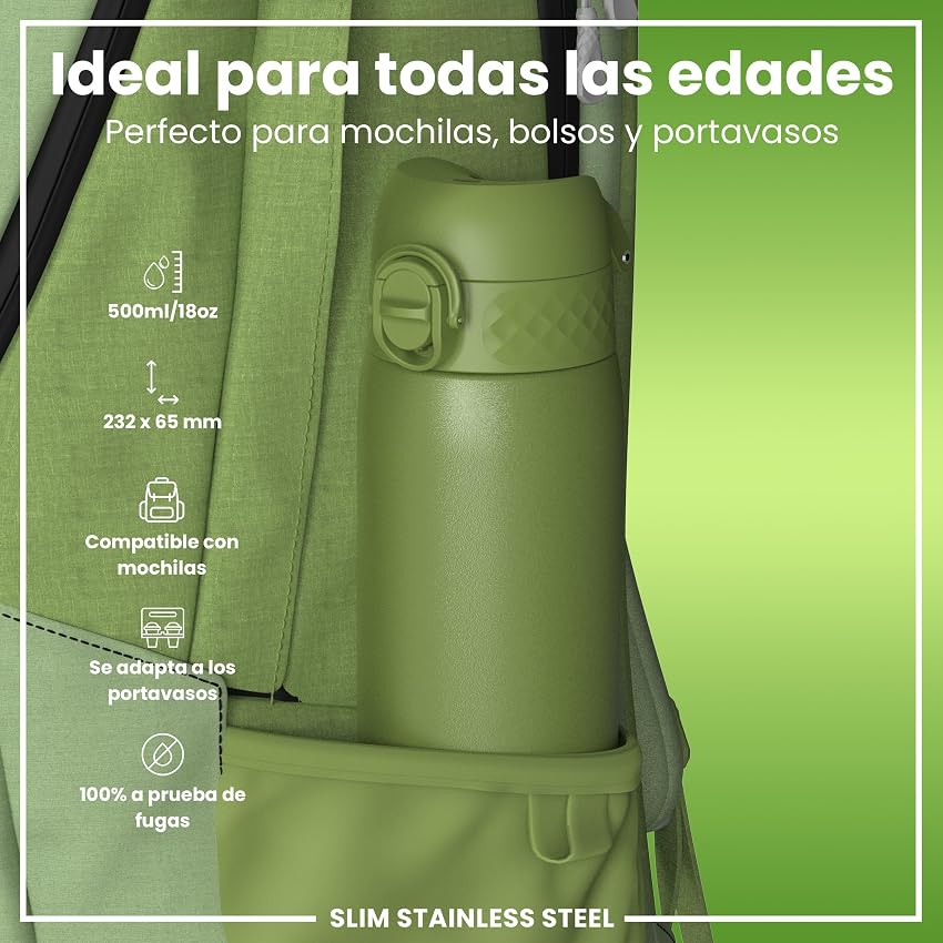 Detalle 2 de ION8 Botella Agua Inox Ligero 600 ml 💧