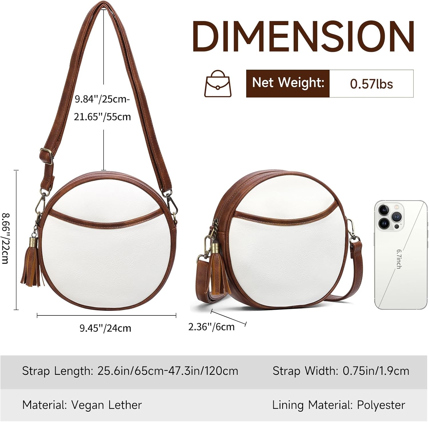 Thumbnail 3 de GAEKEAO Round Crossbody Bag for Women in Vegan Leather
