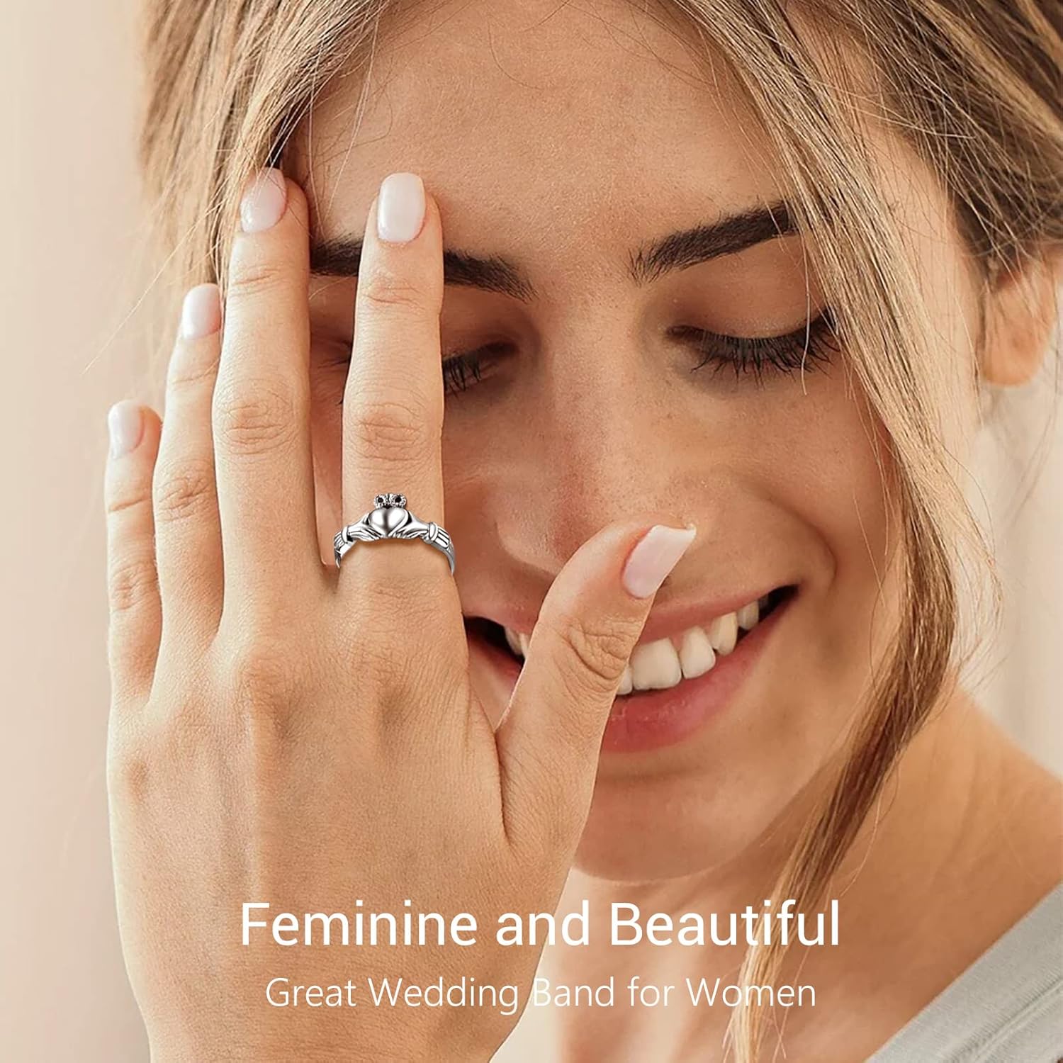 Thumbnail 2 de Anello da donna PROSILVER in argento 925 Claddagh Ring/Triquetra Mirusa (7–27) con confezione regalo