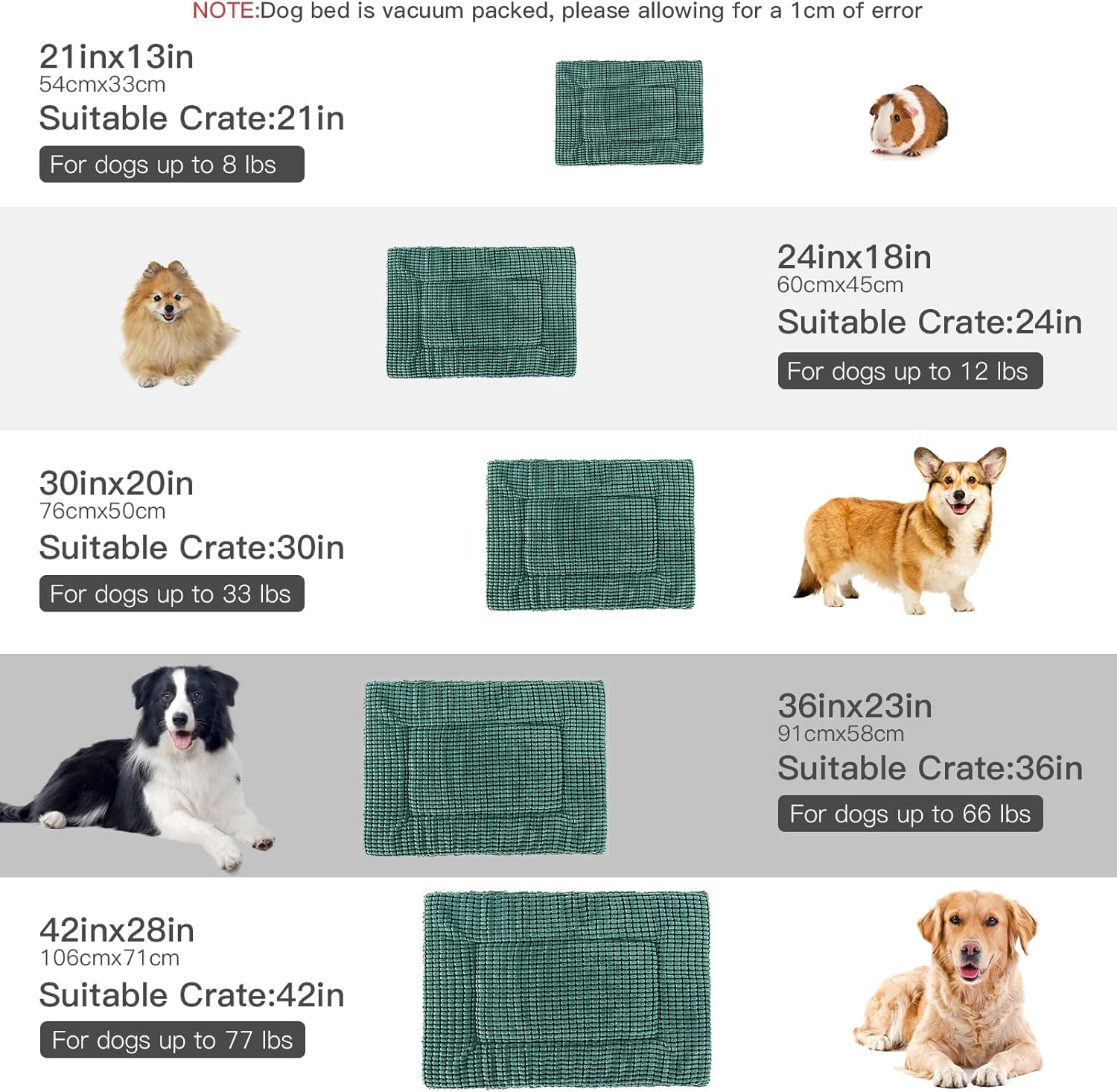 Thumbnail 4 de BVAGSS Orthopädisches Hundebett aus eierförmigem Schaumstoff, waschbar, umkehrbar – 106×71×4 cm (Green)