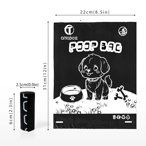 Detalle de AiTodos® 600 pezzi Sacchetti Cane Cacca 31x22cm Nero PE, 40 Rotoli