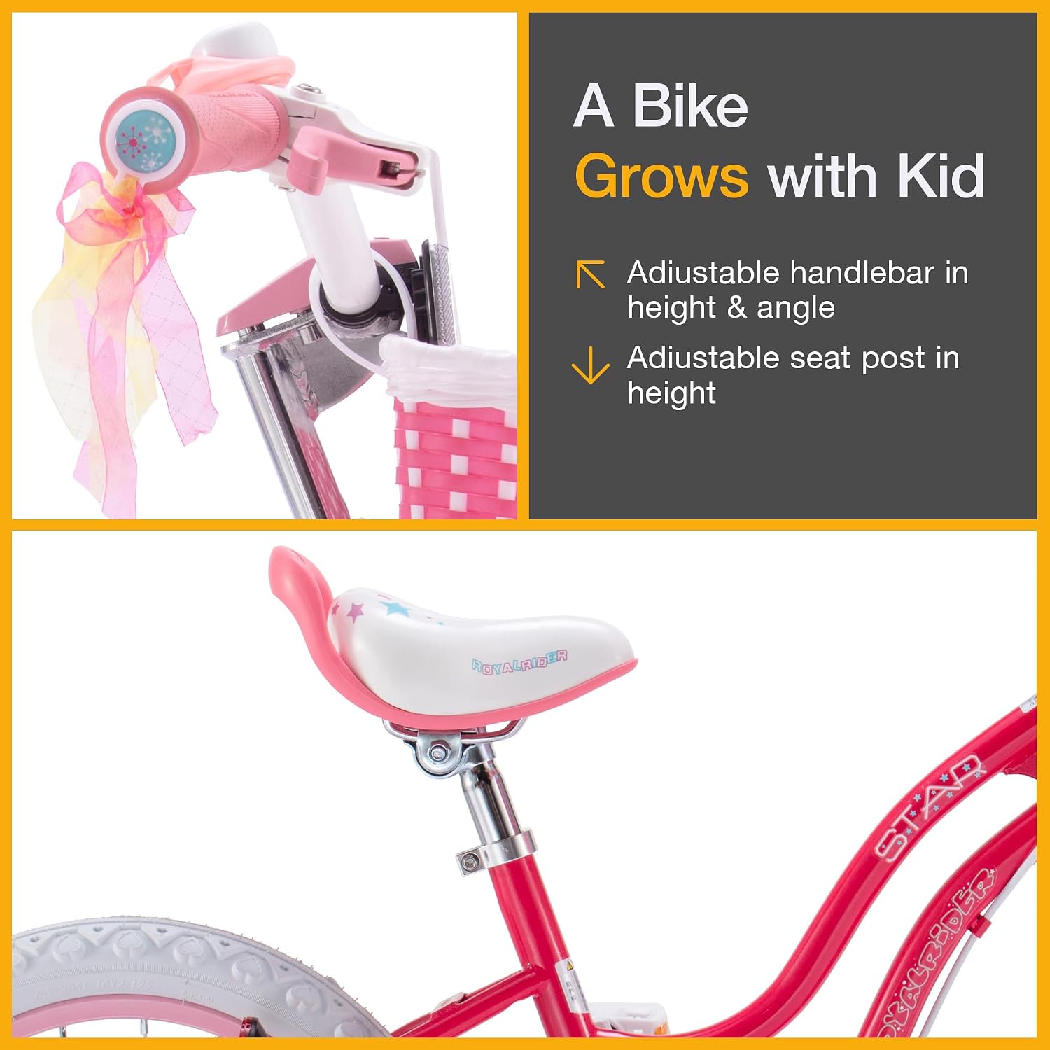 Thumbnail 6 de RoyalBaby Girls Stargirl 14-Inch Bike with Training Wheels (Star Pink)