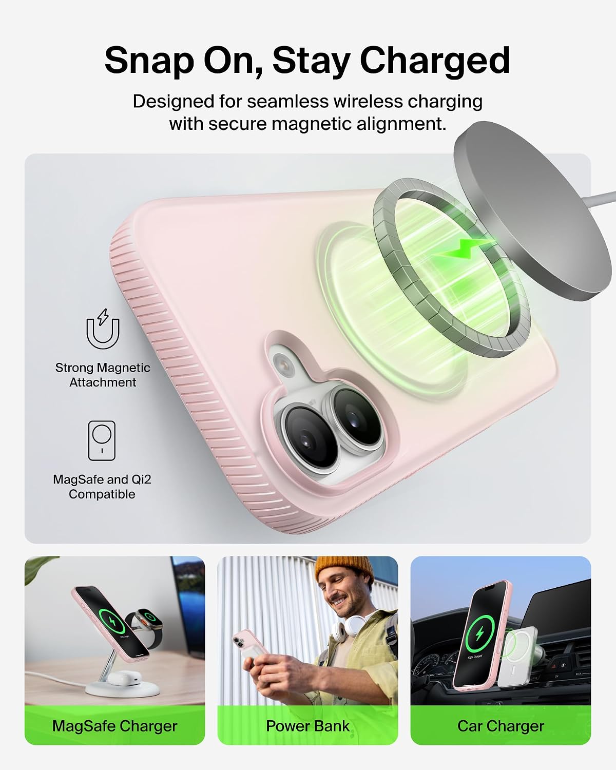 Detalle de Belkin SheerForce Grip MagSafe Case for iPhone 17 – Slim, Transparent Pink with Anti-Slip Edges