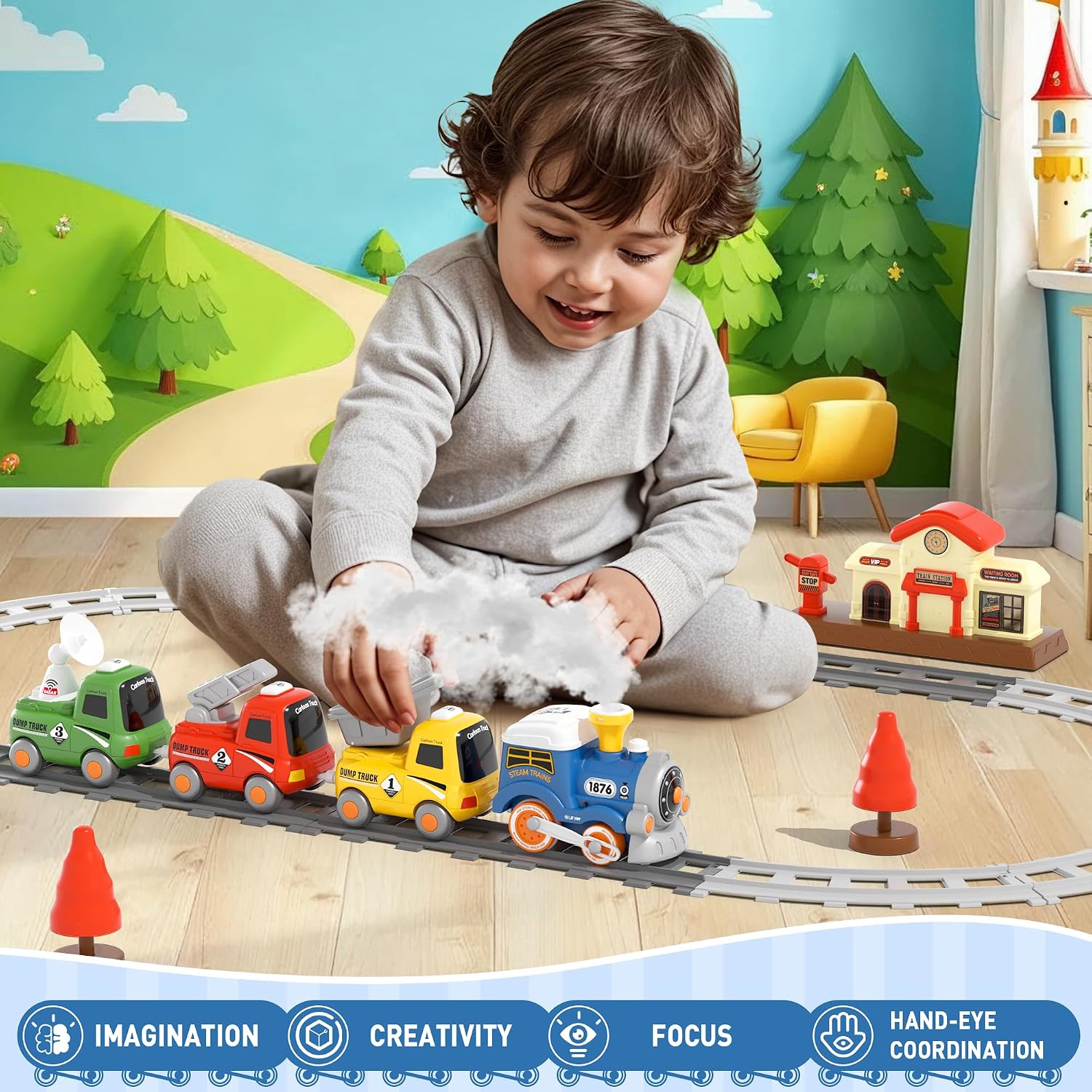 Detalle 1 de MORECOLL Steam Train Set for Toddlers