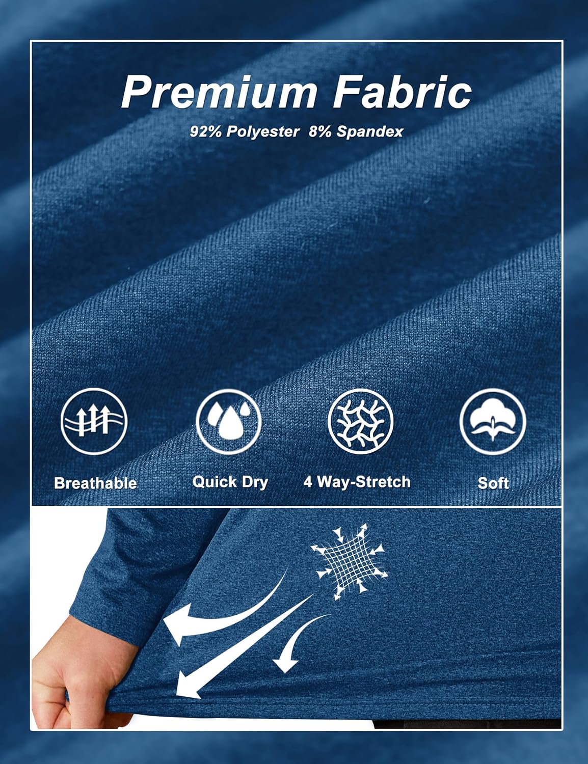 Detalle 1 de TACVASEN Men's 1/4-Zip Fleece Pullover, Lightweight Long-Sleeve Shirt