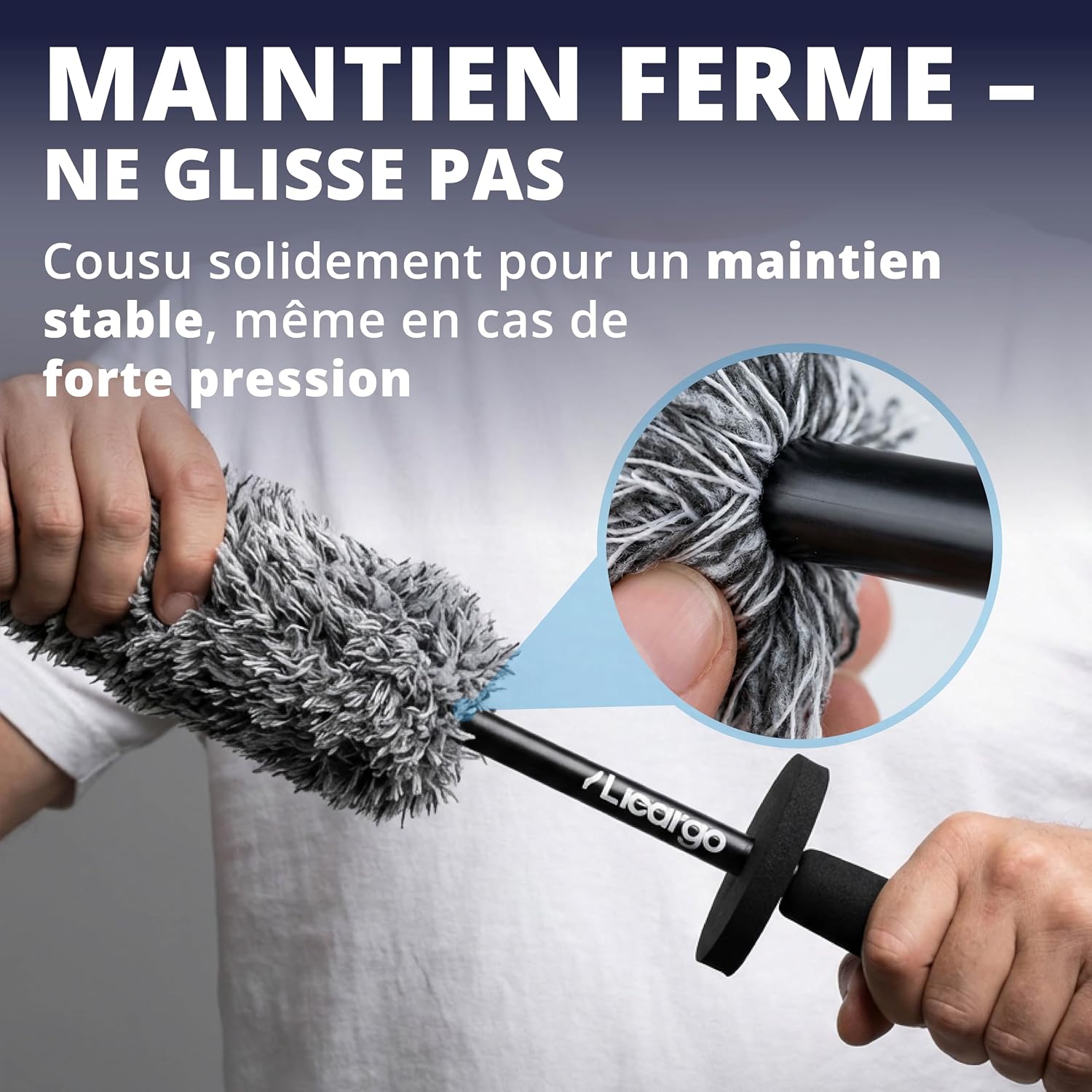 Detalle de LICARGO Brosse Jante Microfibre Extra Fine – Nettoyage en profondeur des jantes, noyau stable
