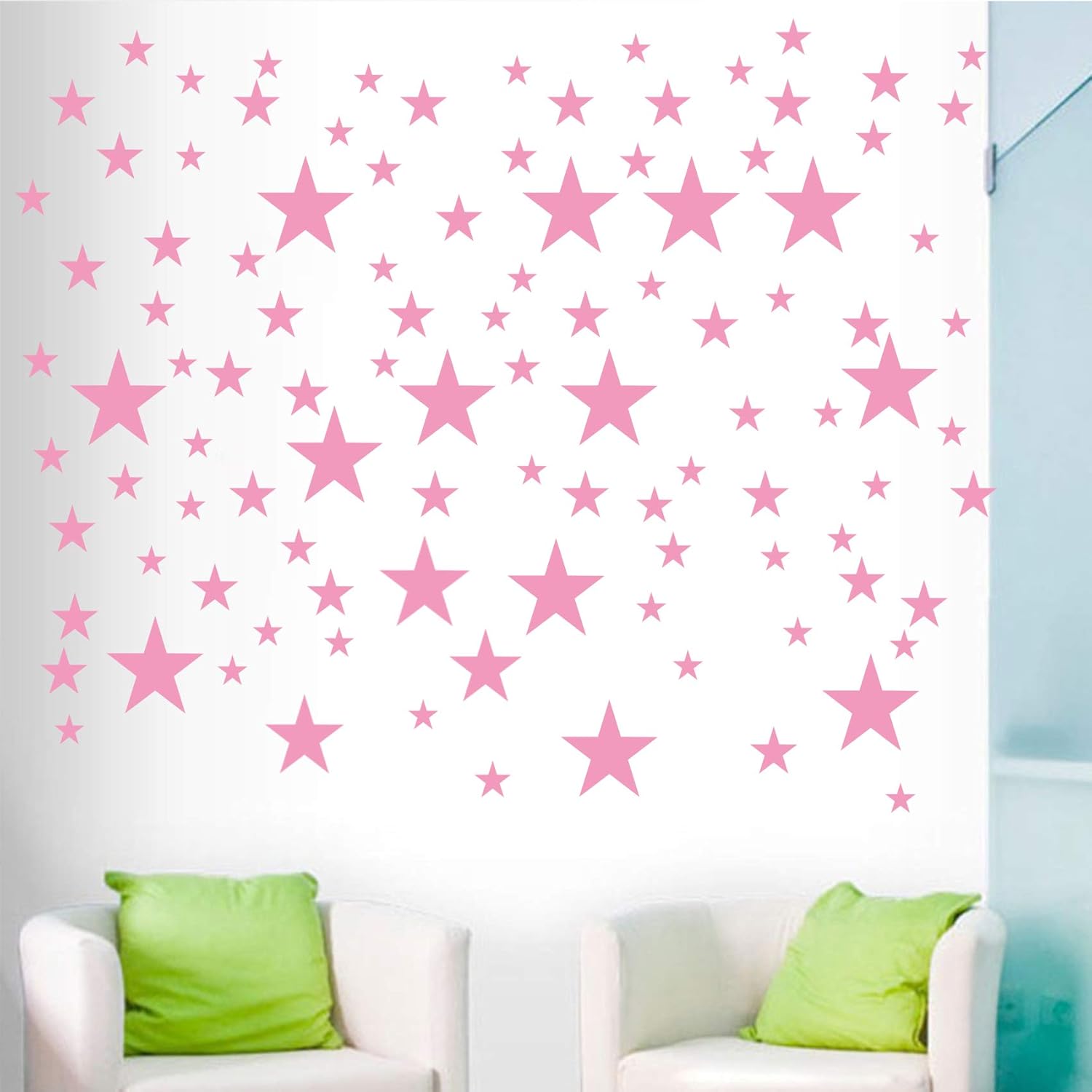 Thumbnail 3 de Quanyuchang 110Pcs Stars Wall Decal Vinyl Sticker (Pink) – Removable Nursery and Kids’ Room Décor