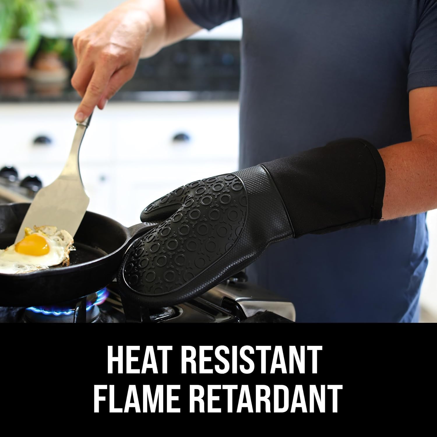 Thumbnail 1 de BPA-Free Silicone Oven Mitts Ultra Heat Resistant 500°F – 13.7" with Thick Cotton Liner