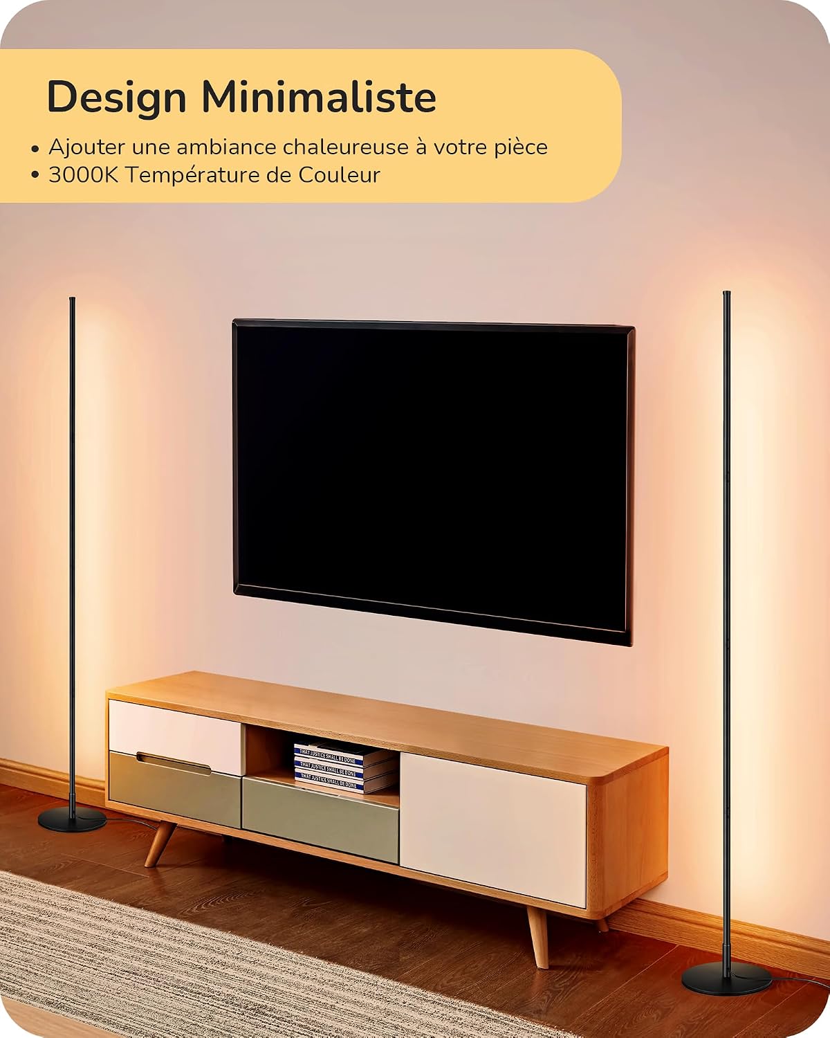 Detalle de EDISHINE vloerlamp met traploze dimmer en warmwit LED-licht van 3000 K