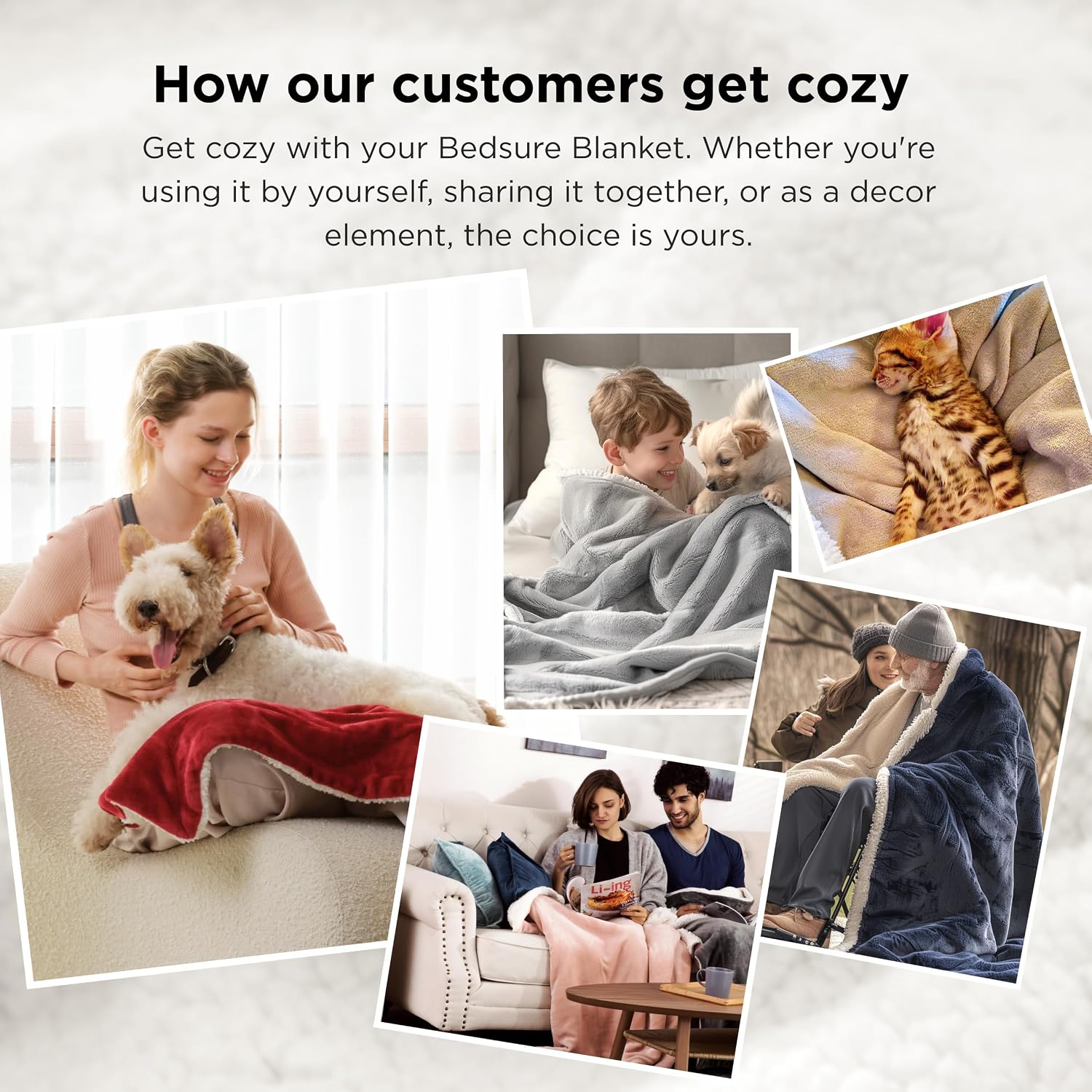 Thumbnail 6 de Bedsure Sherpa Fleece Blanket 90 x 90 Inches